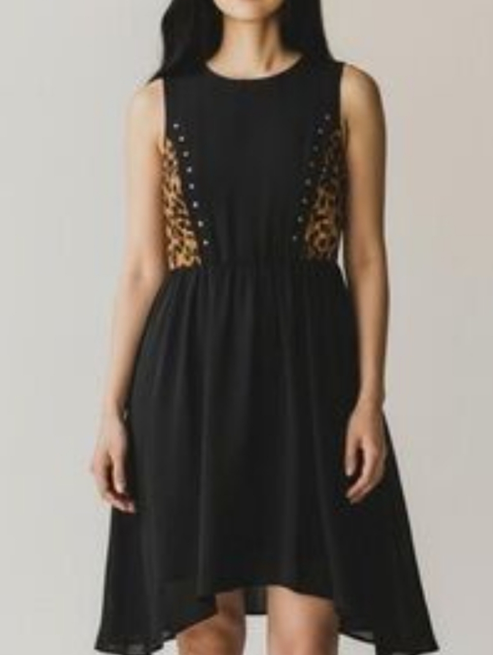 Forever 21 Black Dress with Leopard Accent